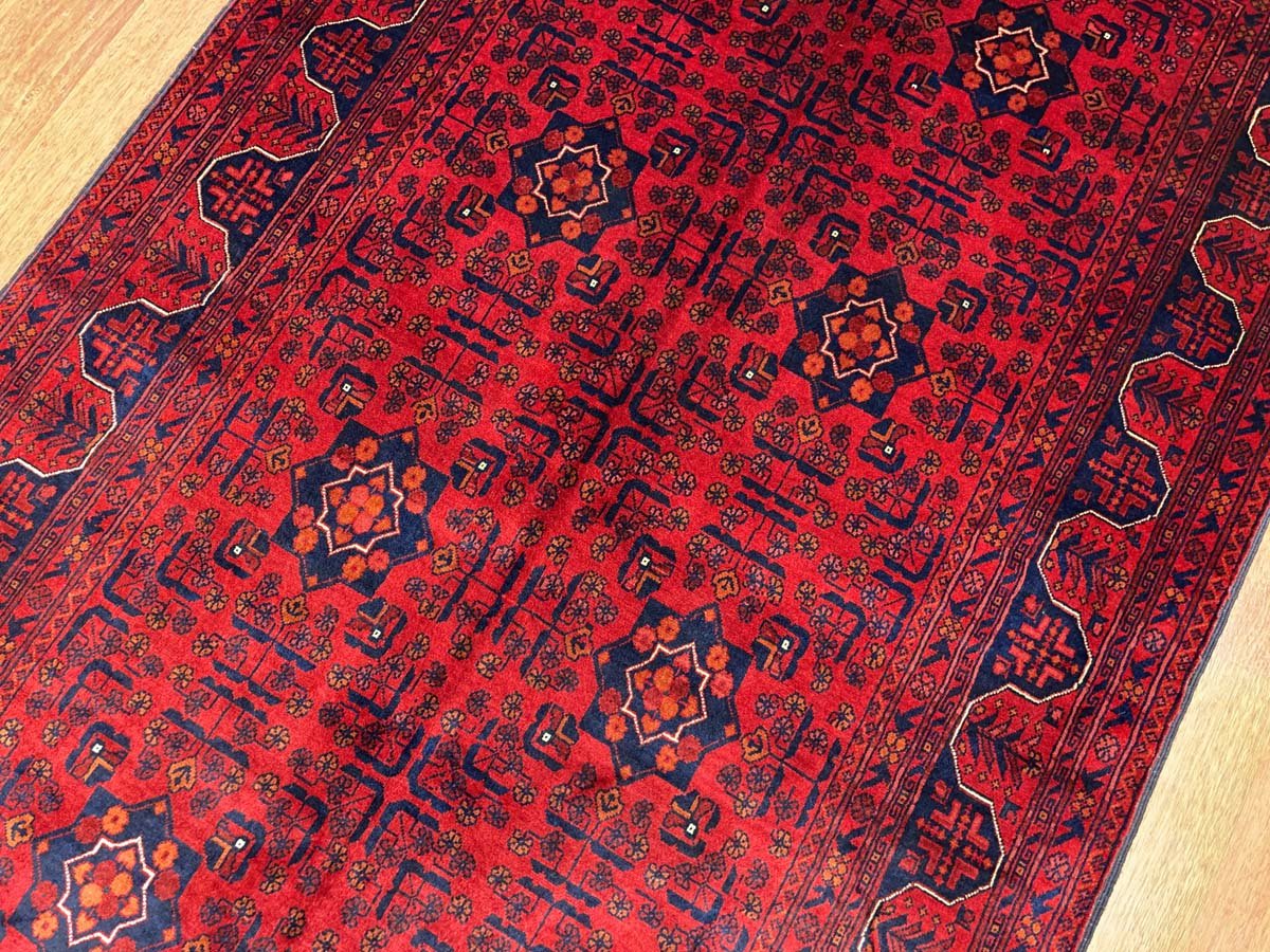 El Dokuma Kırmızı Afgan Bilicik Halı (115x205 cm) - Görsel 2
