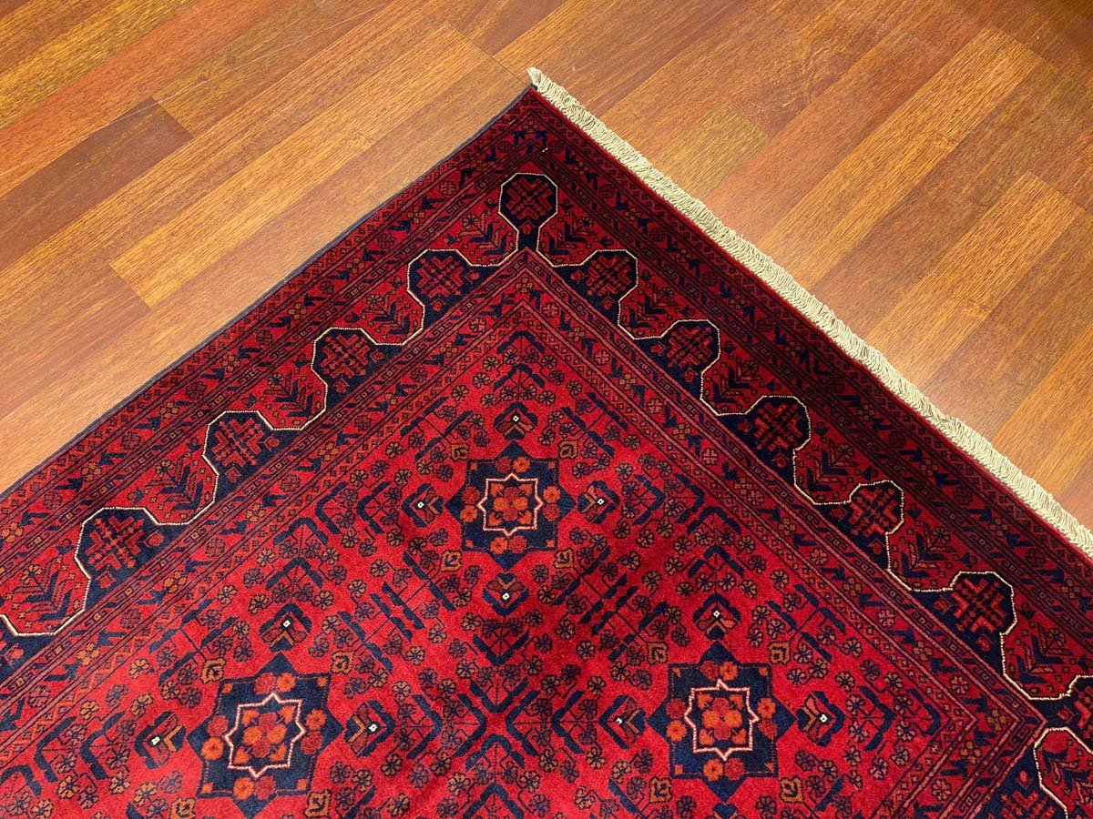 El Dokuma Kırmızı Afgan Bilicik Halı (115x205 cm) - Görsel 3