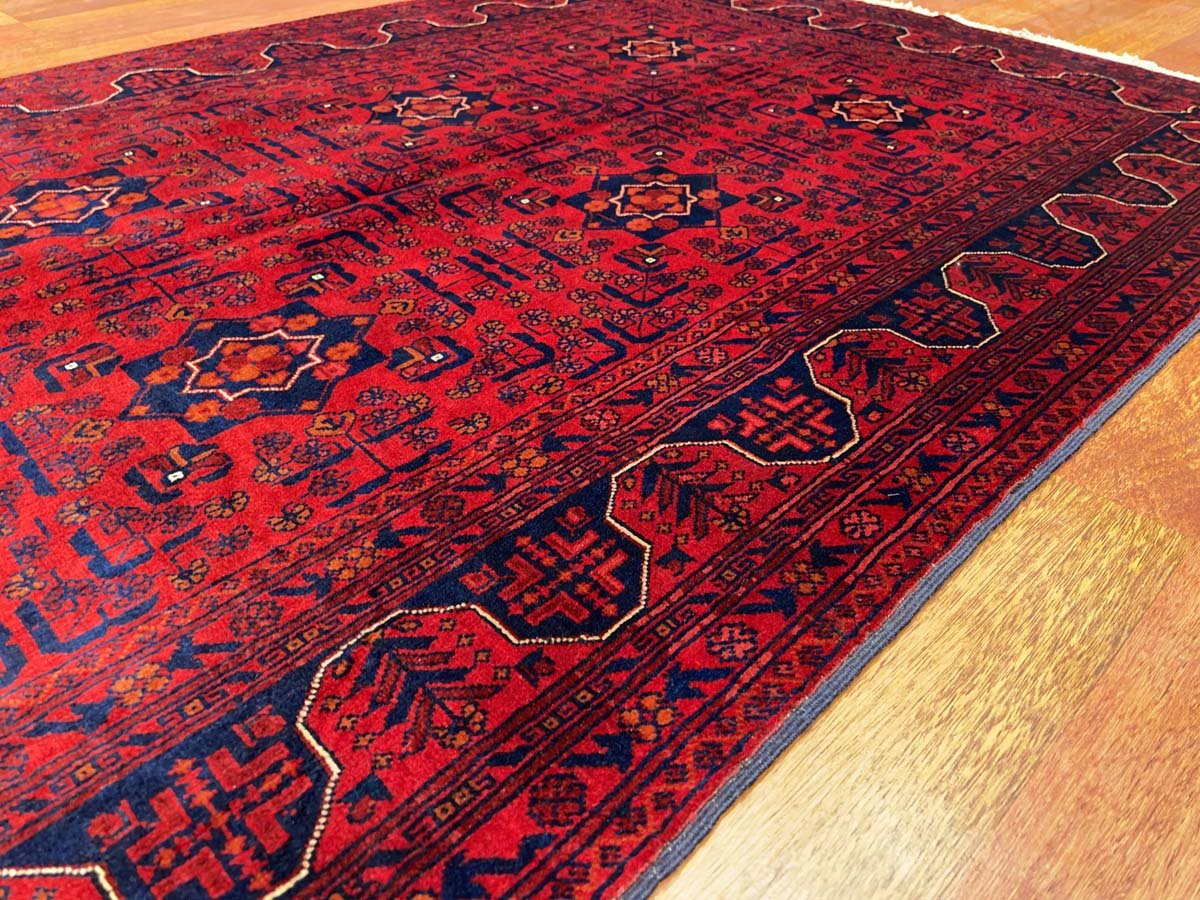 El Dokuma Kırmızı Afgan Bilicik Halı (115x205 cm) - Görsel 8