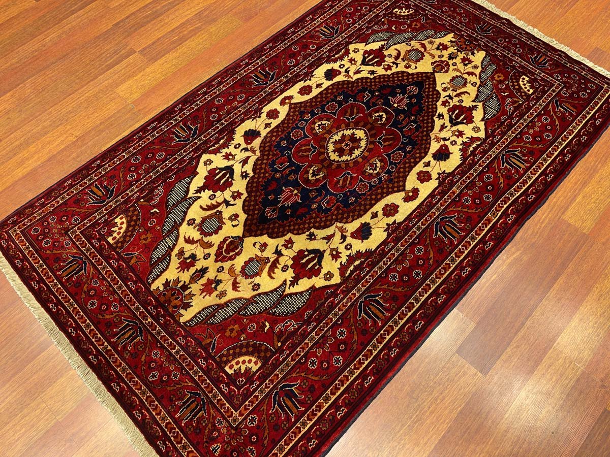 El Dokuma Madalyon Afgan Bilicik Yün Halı (120x200 cm) - Görsel 5