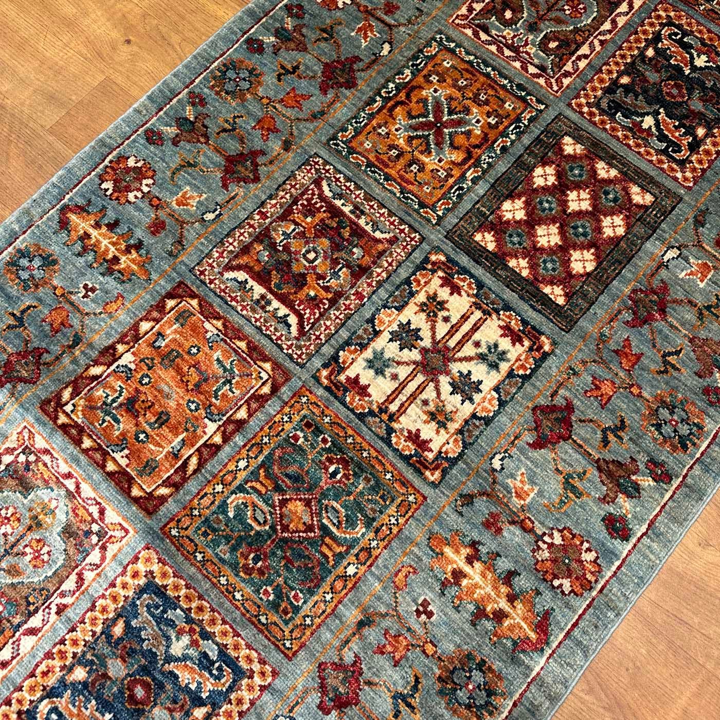 El Dokuma Turkuaz Bahtiyar Kabile Yün Yolluk Halı (80x220 cm) - Görsel 3