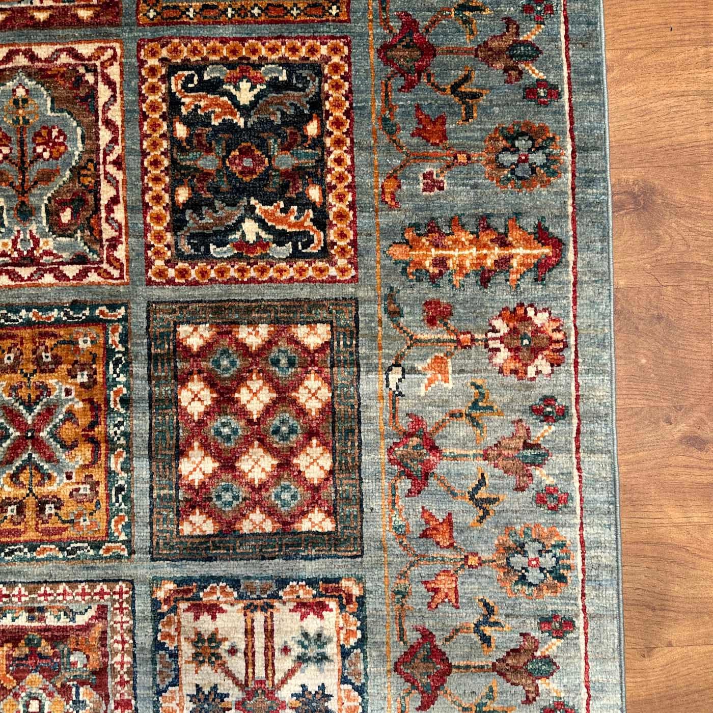 El Dokuma Turkuaz Bahtiyar Kabile Yün Yolluk Halı (80x220 cm) - Görsel 9