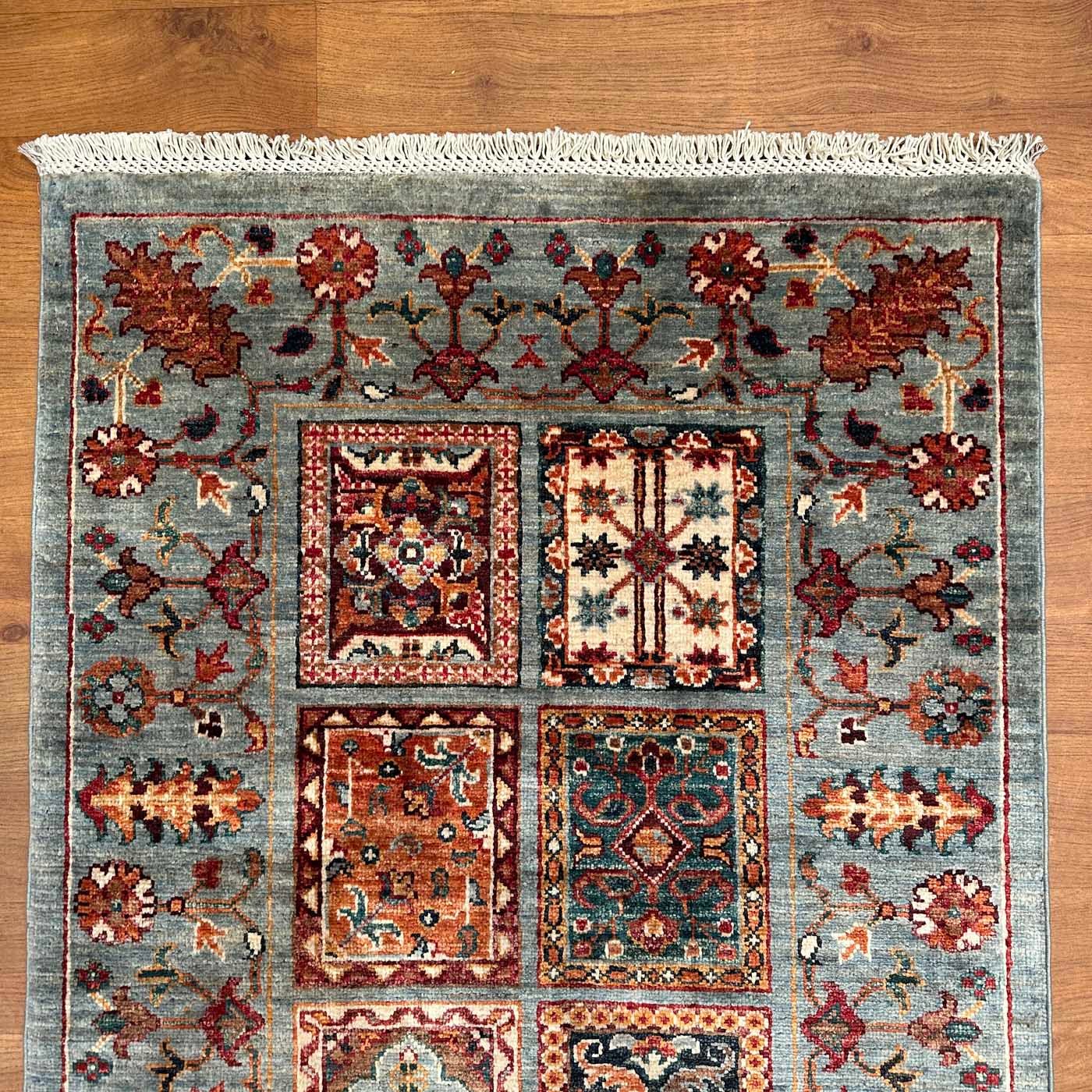 El Dokuma Turkuaz Bahtiyar Kabile Yün Yolluk Halı (80x220 cm) - Görsel 4