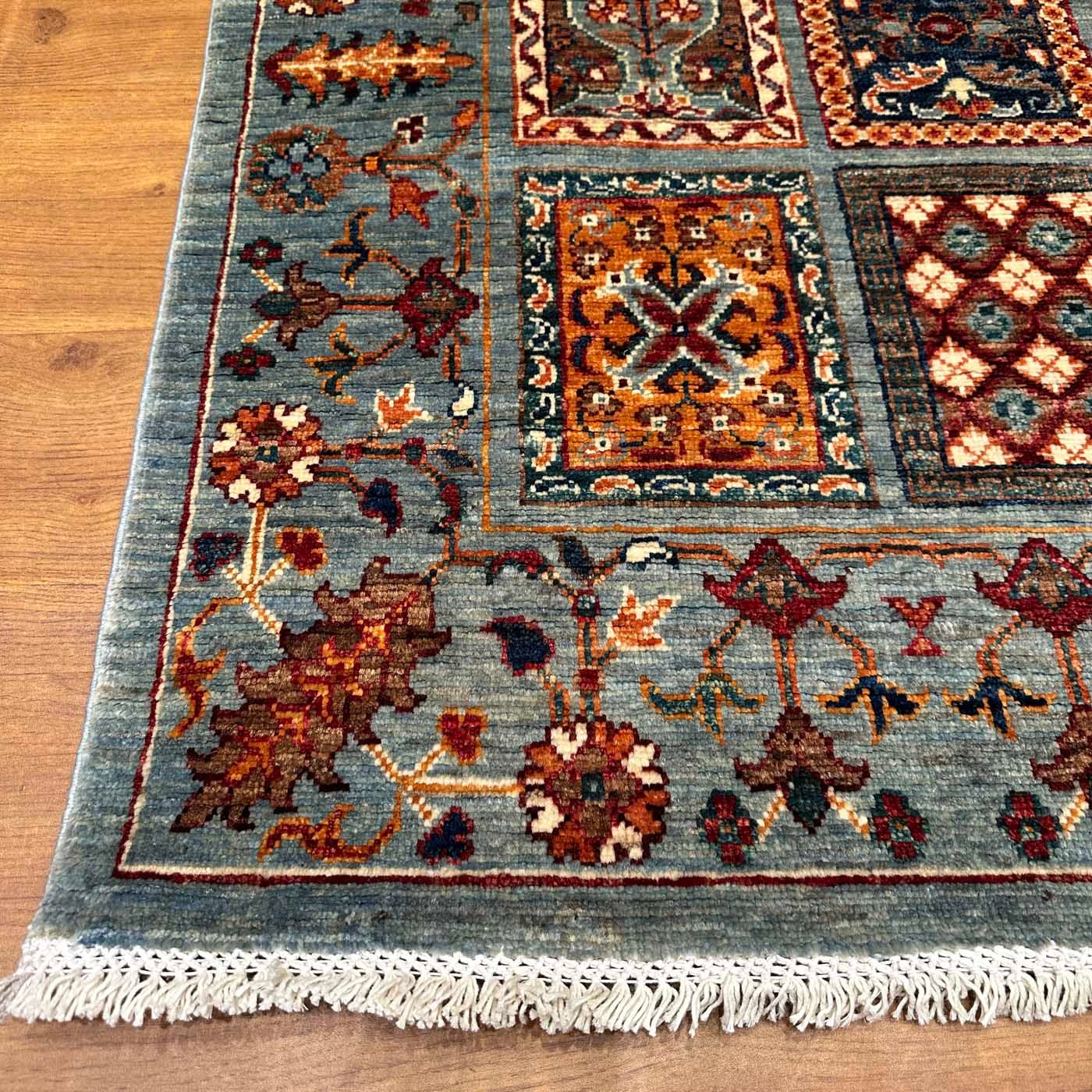 El Dokuma Turkuaz Bahtiyar Kabile Yün Yolluk Halı (80x220 cm) - Görsel 2