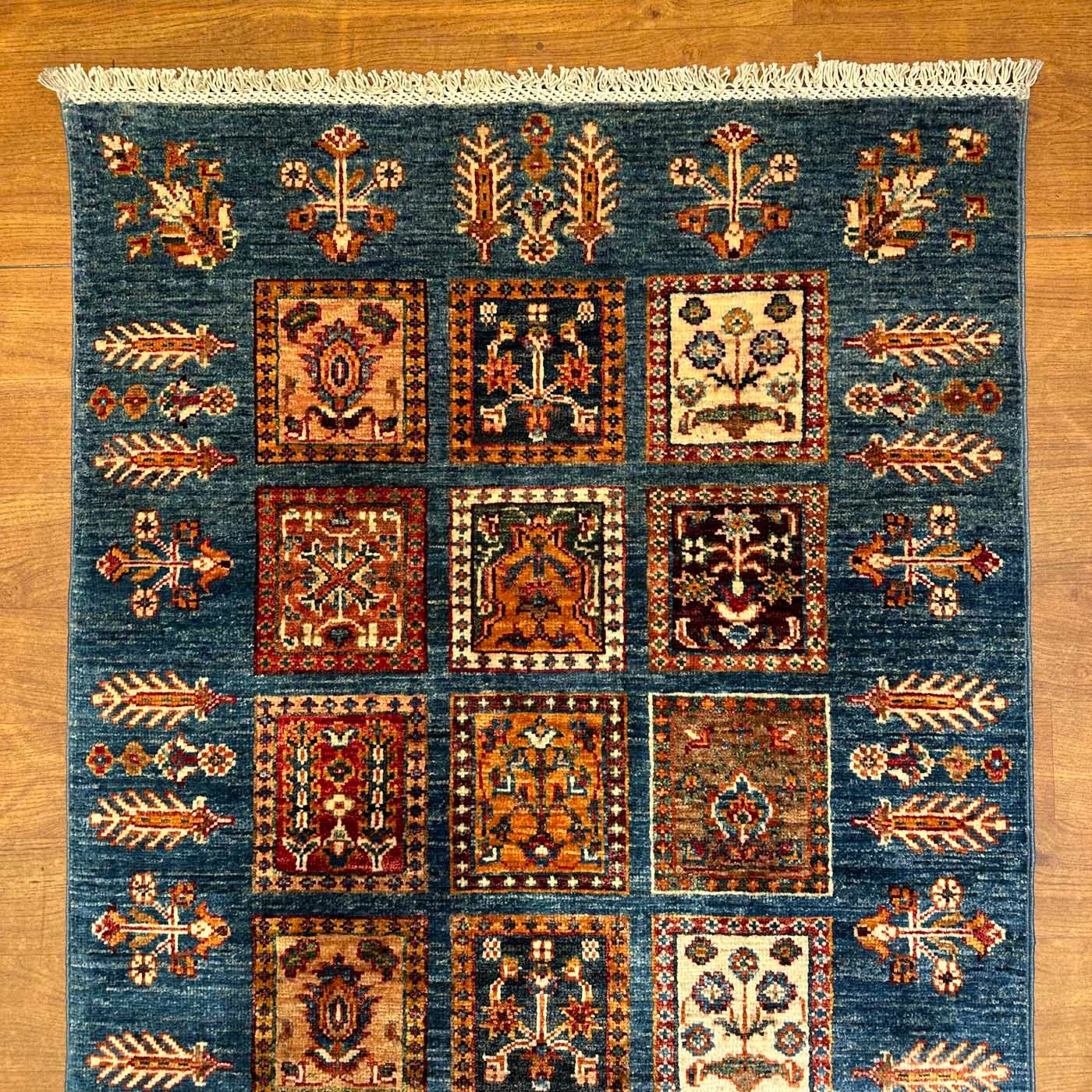 El Dokuma Mavi Bahtiyar Kabile Yün Yolluk Halı (80x255 cm) - Görsel 10