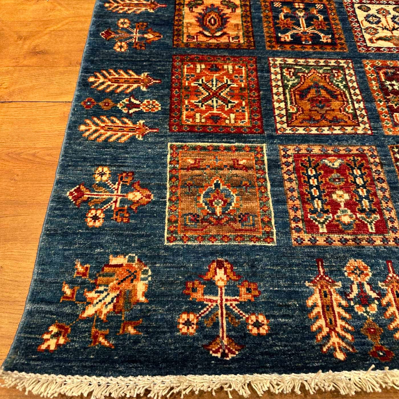 El Dokuma Mavi Bahtiyar Kabile Yün Yolluk Halı (80x255 cm) - Görsel 2