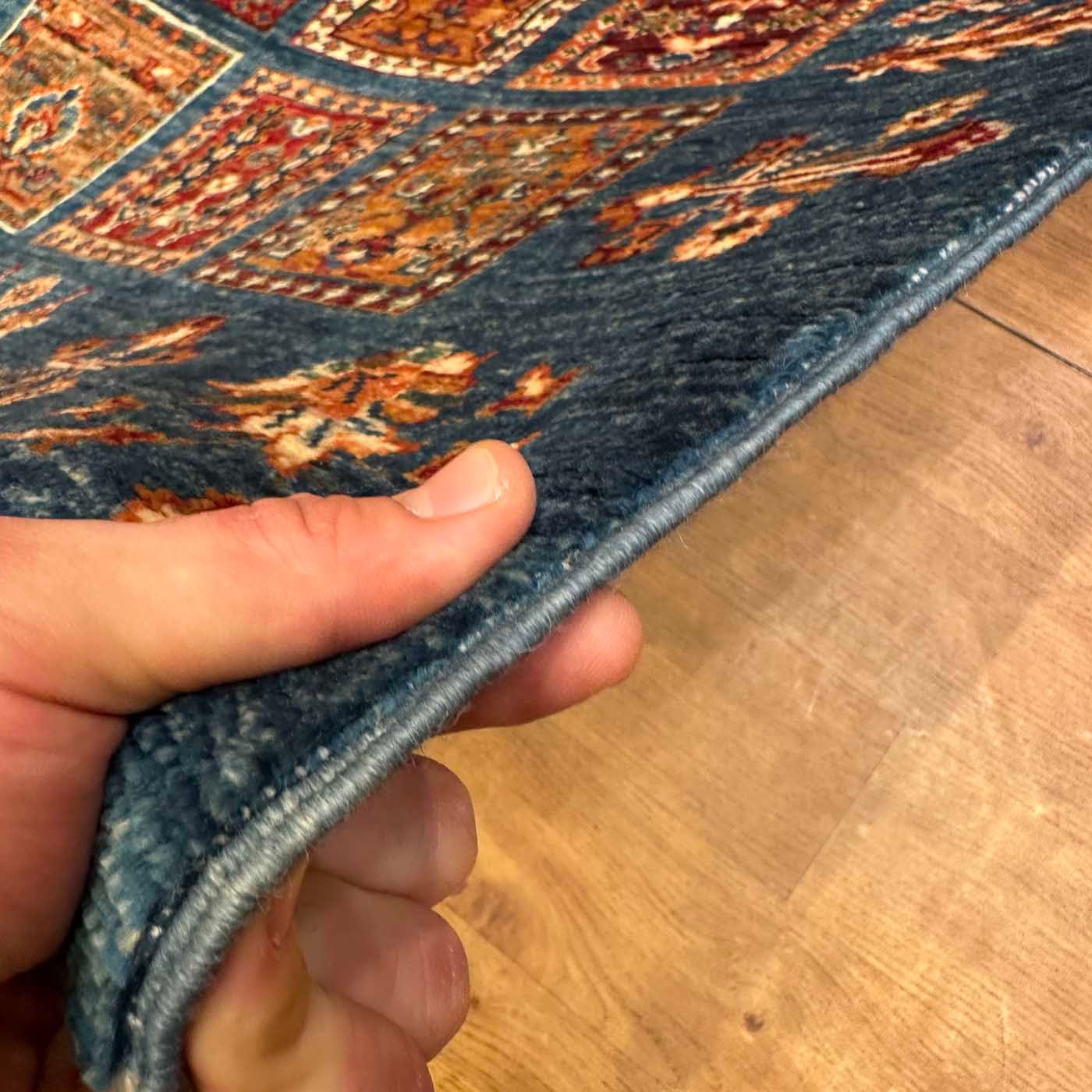 El Dokuma Mavi Bahtiyar Kabile Yün Yolluk Halı (80x255 cm) - Görsel 11