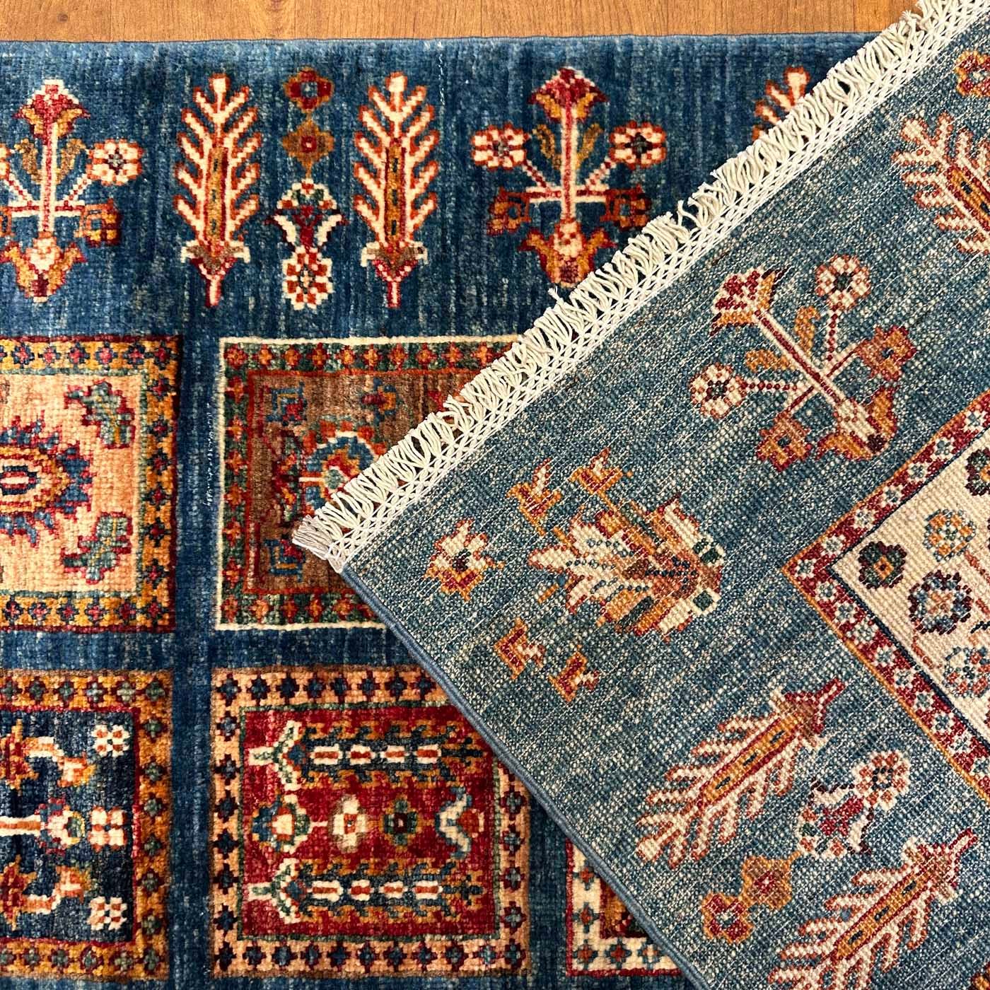 El Dokuma Mavi Bahtiyar Kabile Yün Yolluk Halı (80x255 cm) - Görsel 6