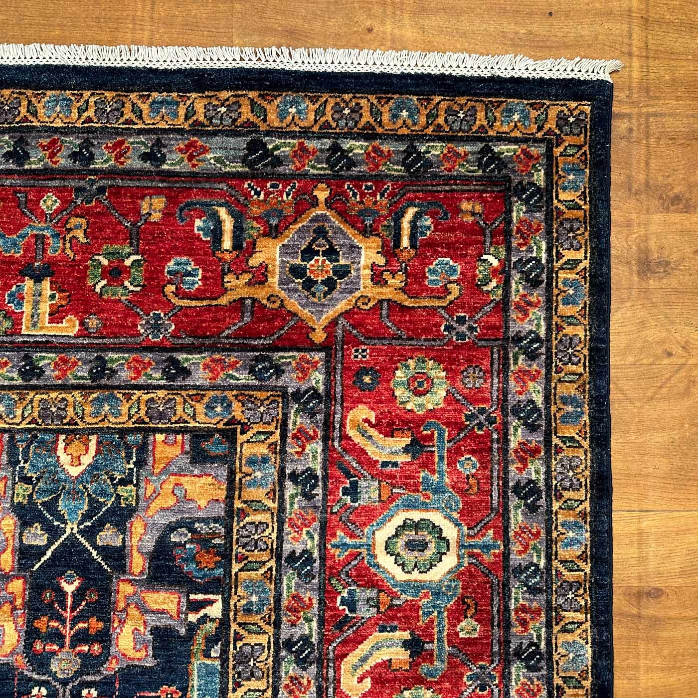 El Dokuma Mavi Bijar İran Tasarım Yün Halı (270x370 cm) - Görsel 10