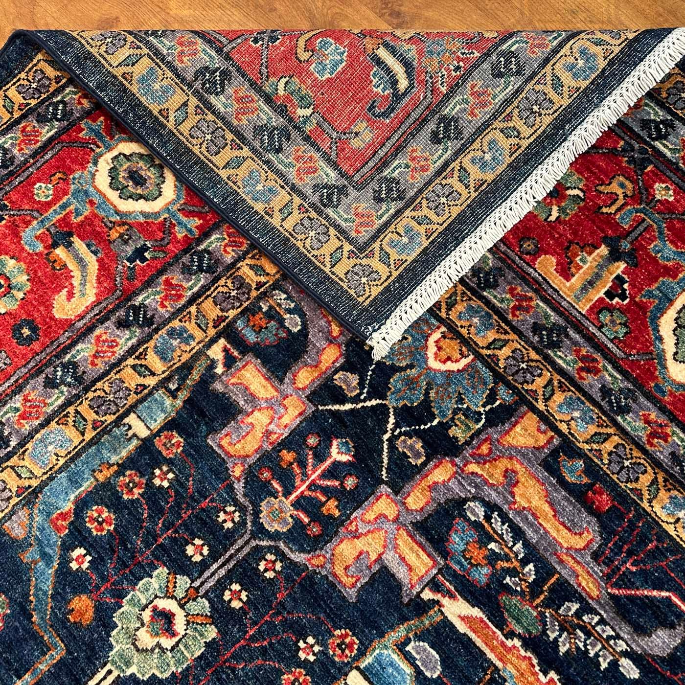 El Dokuma Mavi Bijar İran Tasarım Yün Halı (270x370 cm) - Görsel 7