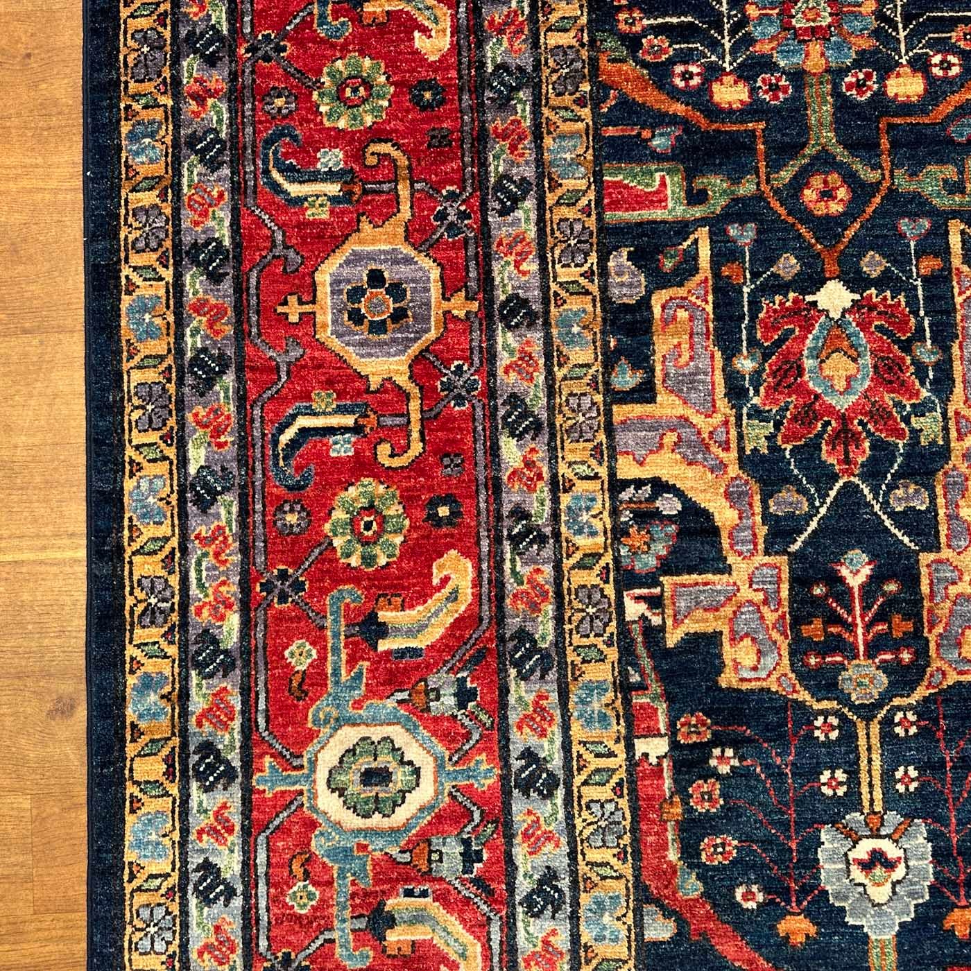 El Dokuma Mavi Bijar İran Tasarım Yün Halı (270x370 cm) - Görsel 6