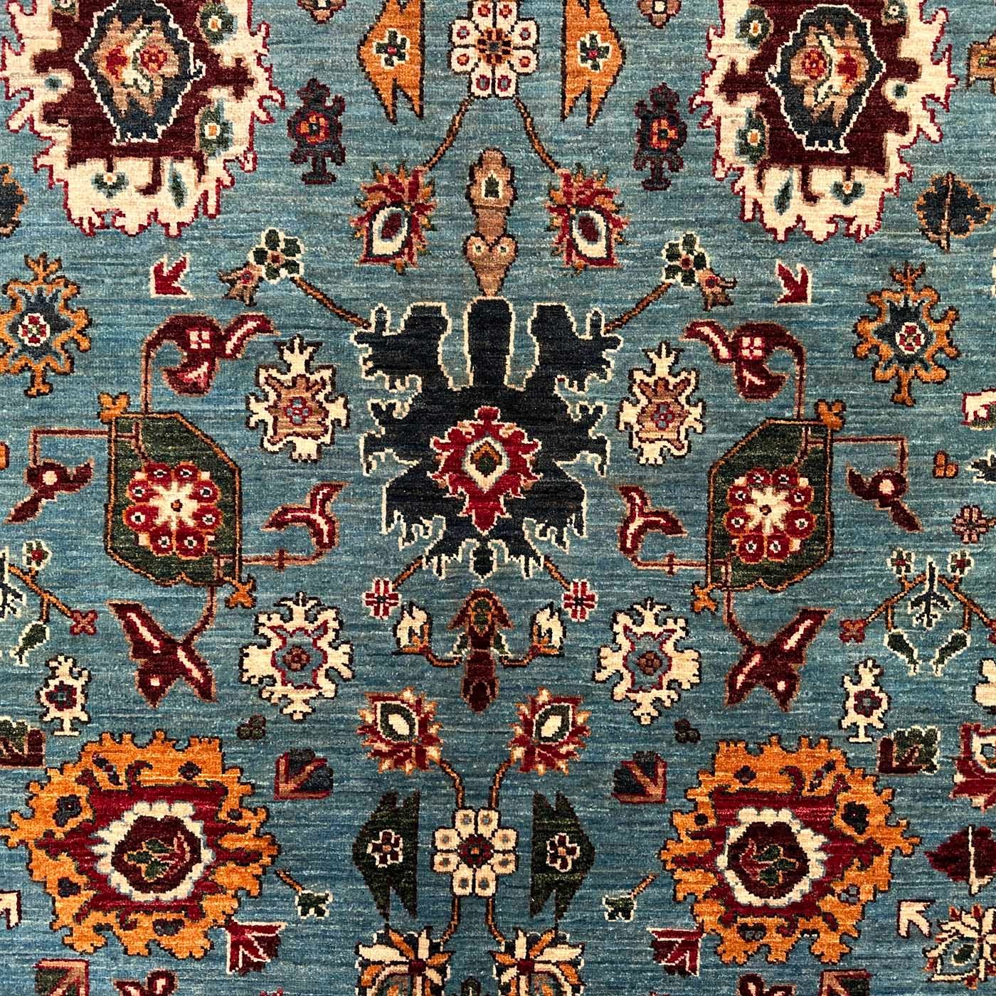 El Dokuma Turkuaz Türk Uşak Yün Halı (280x370 cm) - Görsel 2