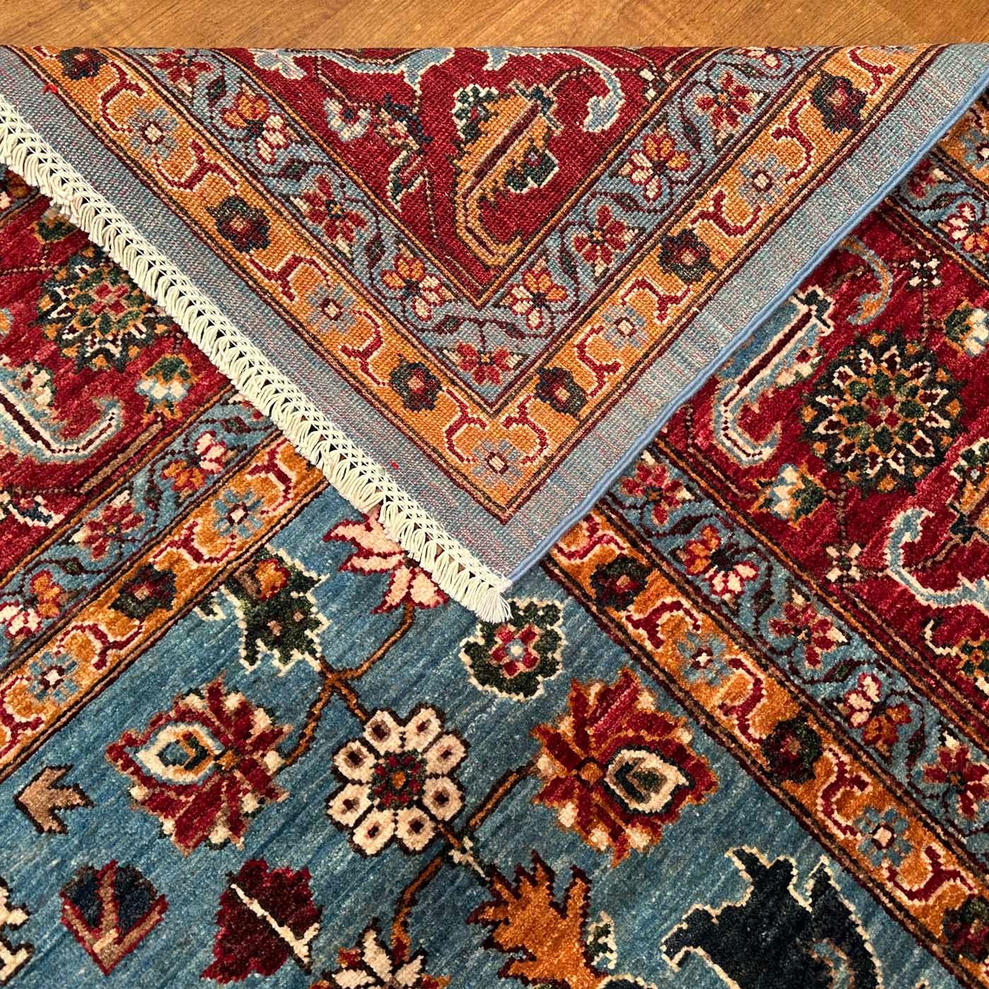 El Dokuma Turkuaz Türk Uşak Yün Halı (280x370 cm) - Görsel 6