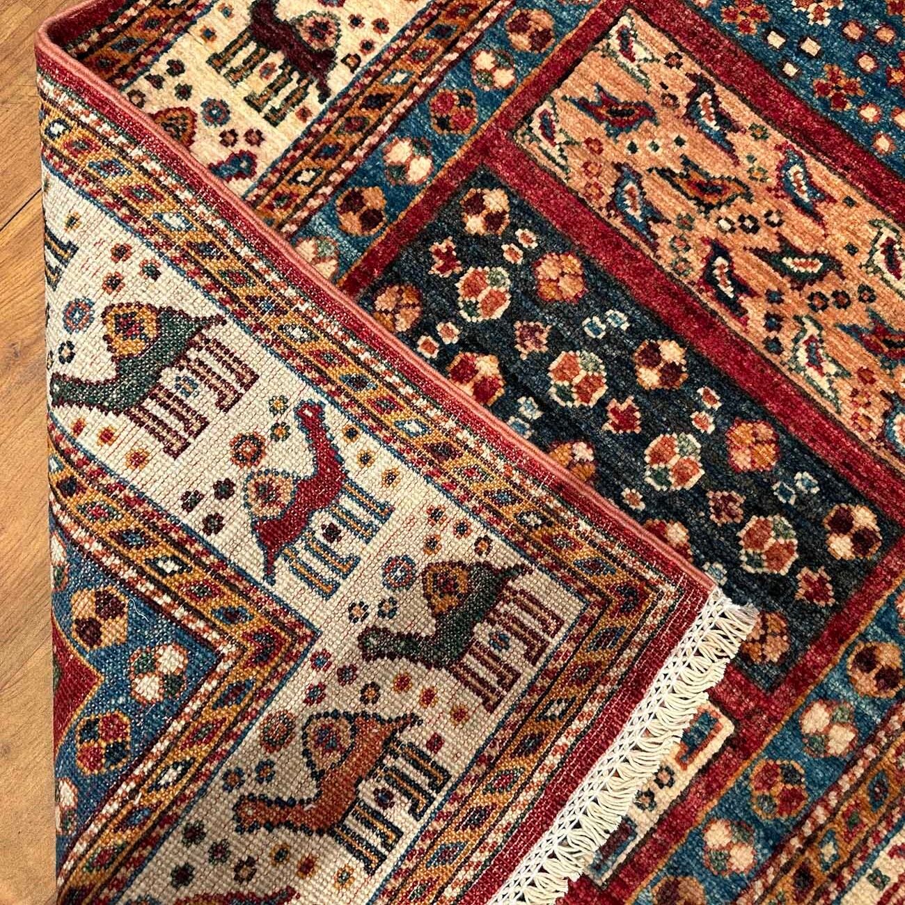 El Dokuma Figürlü Afgan Kabile Yün Yolluk Halı (80x300 cm) - Görsel 6
