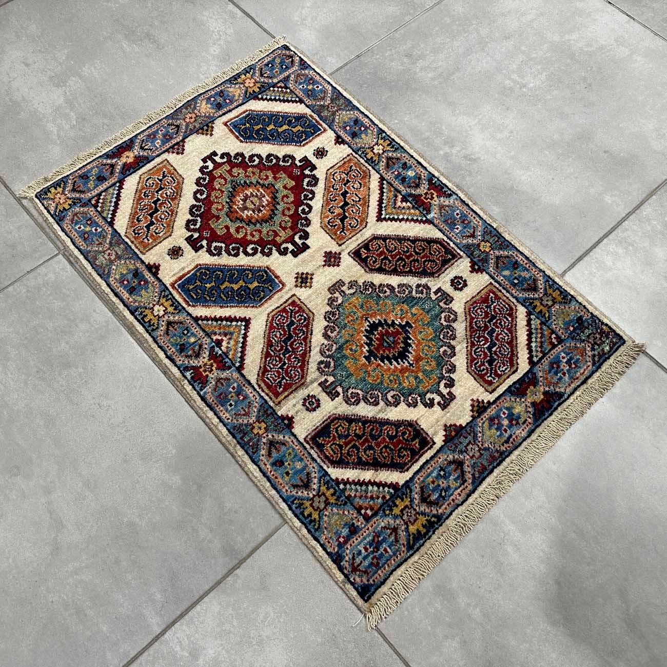 El Dokuma Kaşkai İran Yün Yolluk Halı (60x90 cm) - Görsel 6