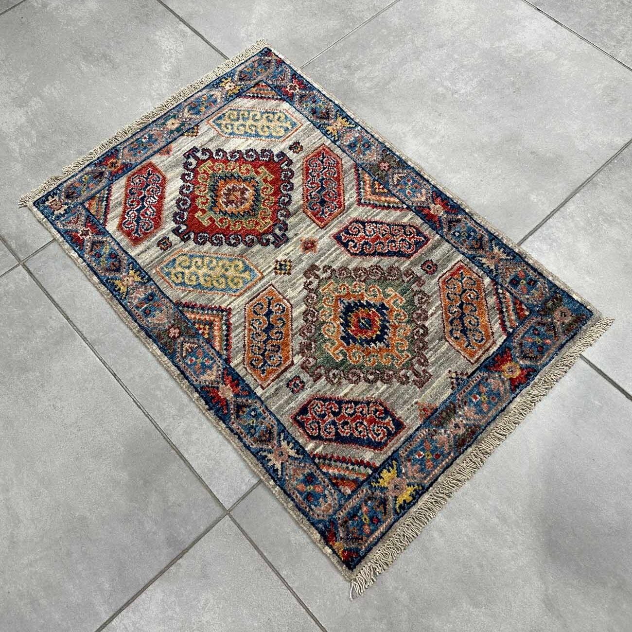 El Dokuma Kaşkai İran Yün Yolluk Halı (60x90 cm) - Görsel 6