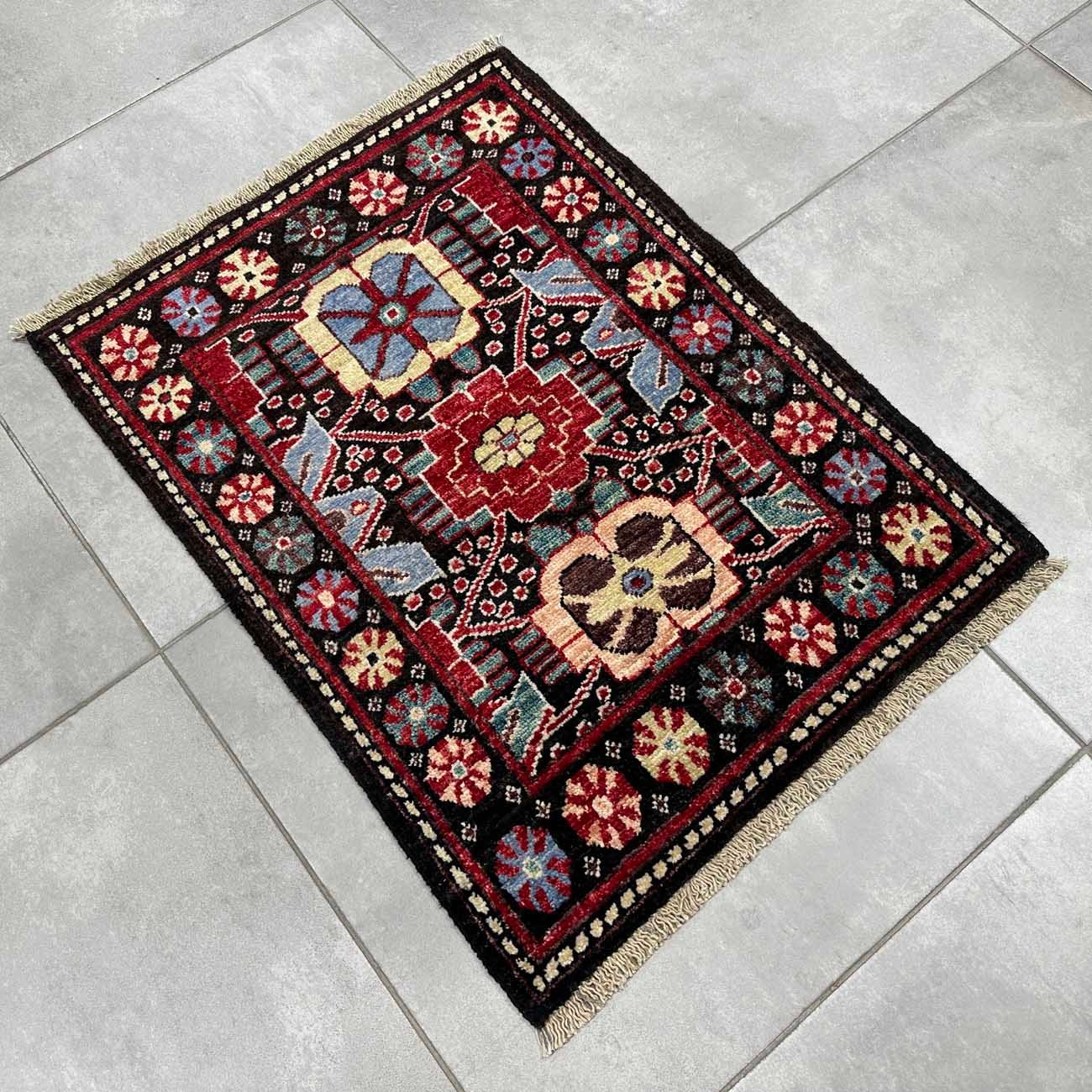 El Dokuma Afgan Kabile Yün Mini Halı (65x85 cm) - Görsel 6