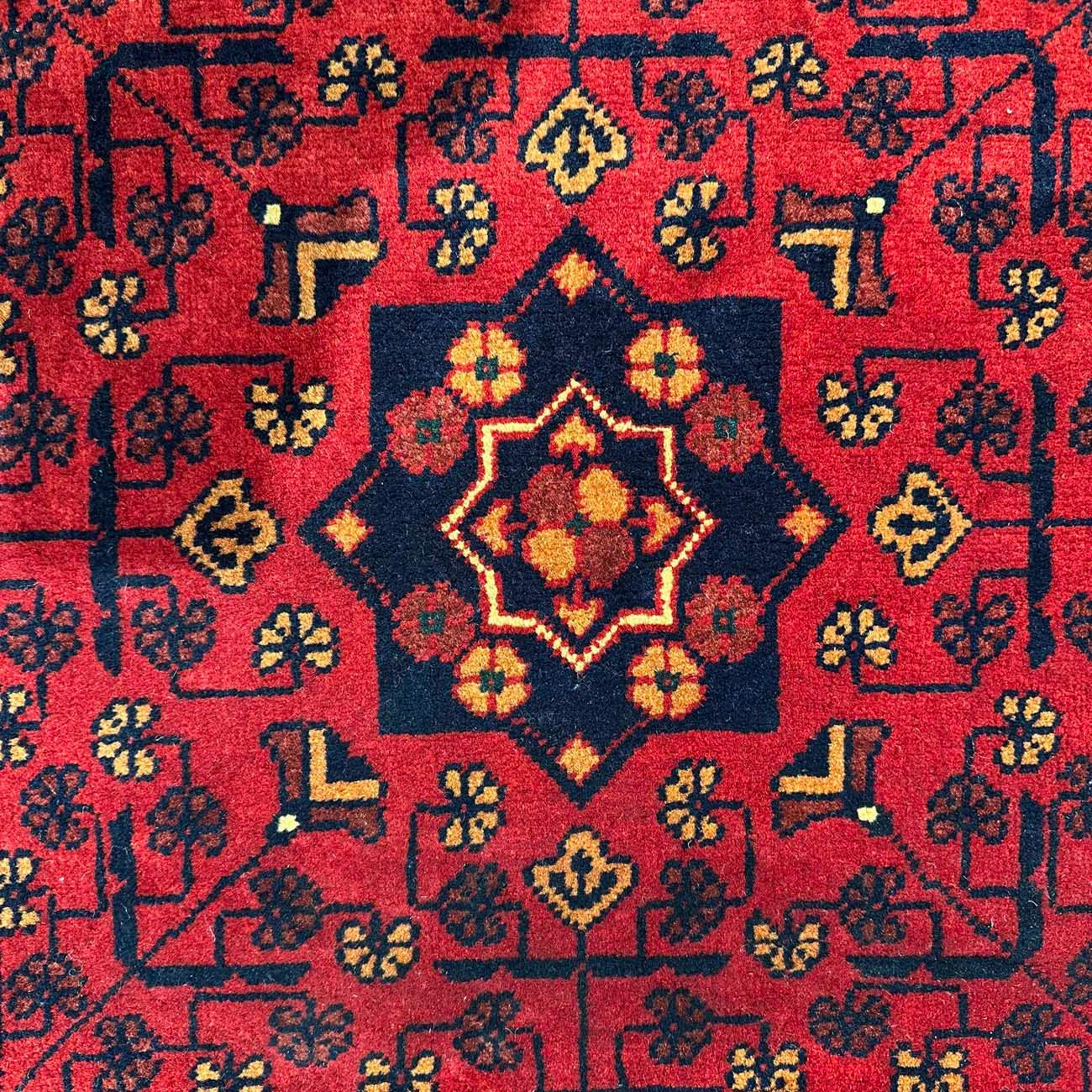 El Dokuma Yıldız Desenli Afgan Yün Halı (85x130 cm) - Görsel 2