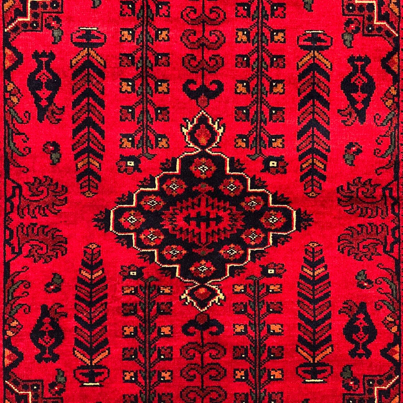 El Dokuma Kırmızı Afgan Yün Halı (85x110 cm) - Görsel 2