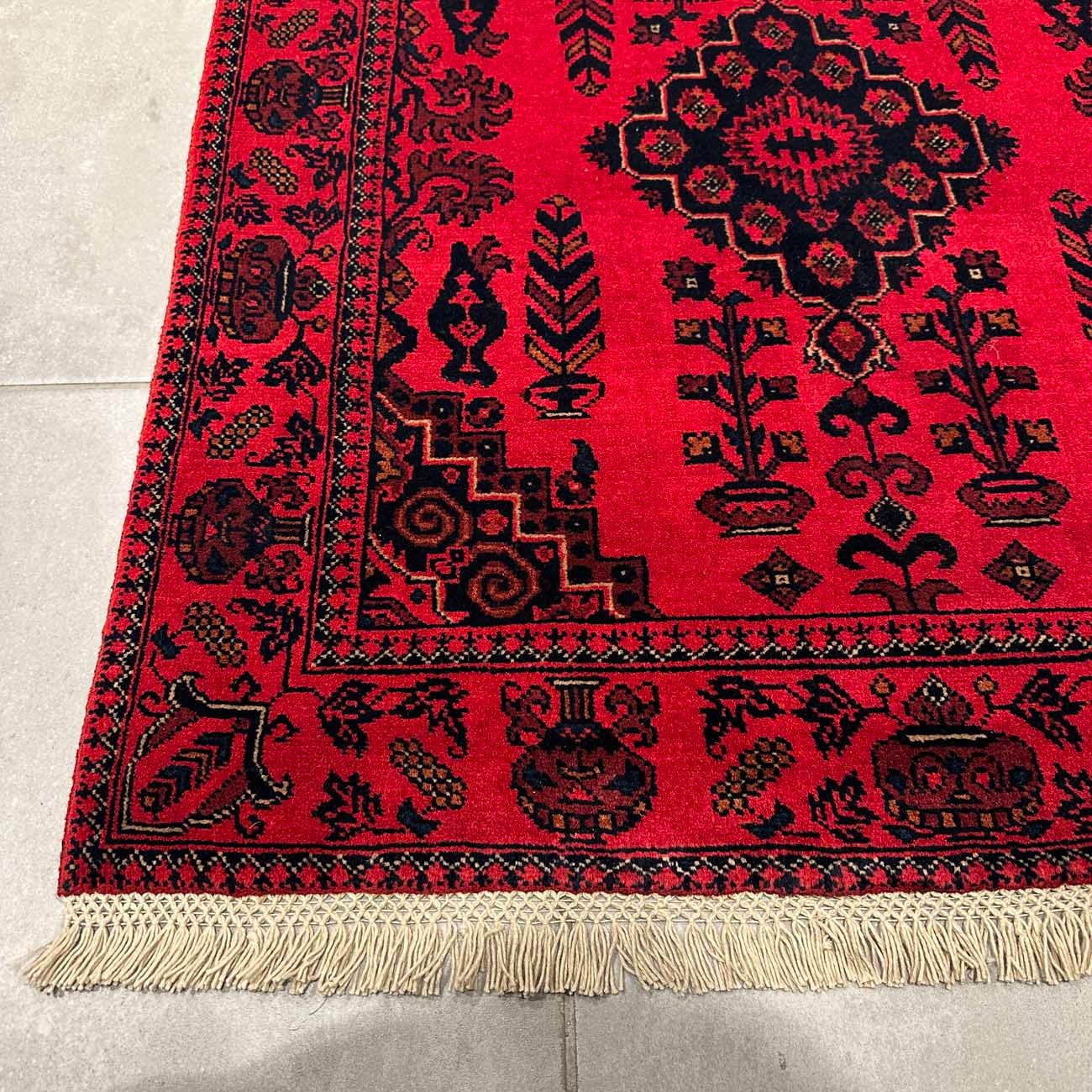 El Dokuma Kırmızı Afgan Yün Yolluk Halı (80x295 cm) - Görsel 8