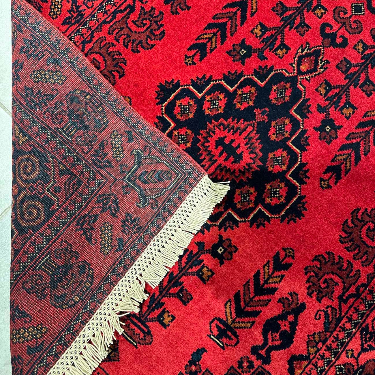 El Dokuma Kırmızı Afgan Yün Yolluk Halı (80x295 cm) - Görsel 9