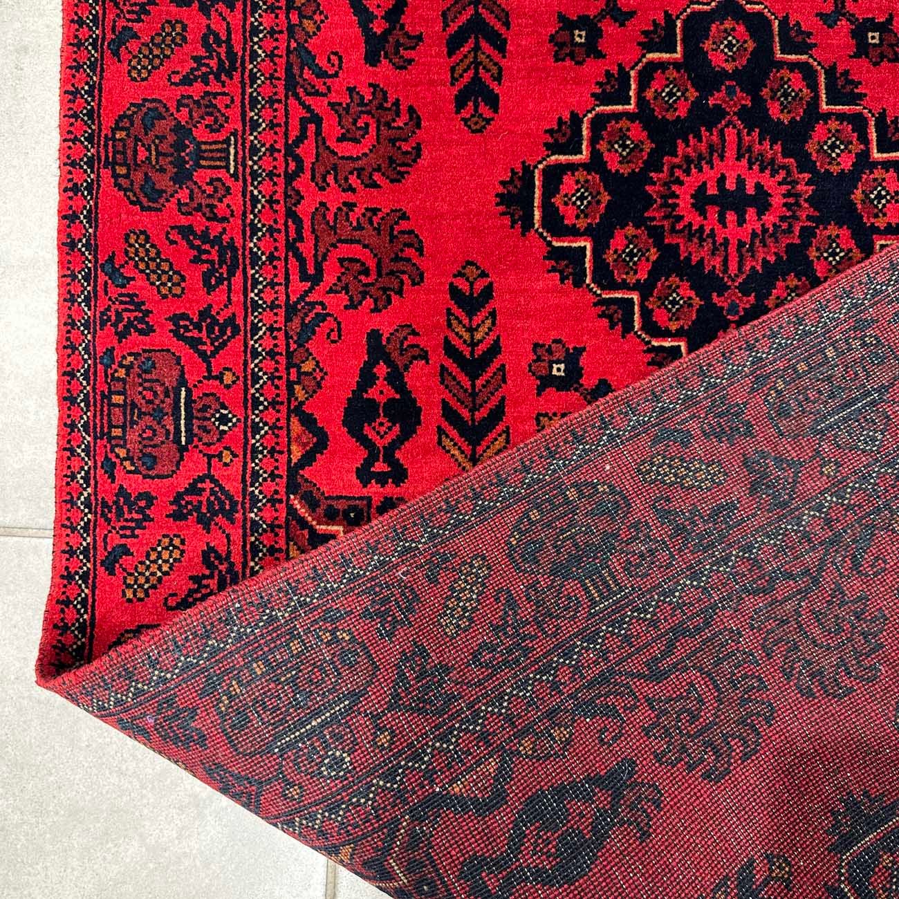 El Dokuma Kırmızı Afgan Yün Yolluk Halı (80x295 cm) - Görsel 5