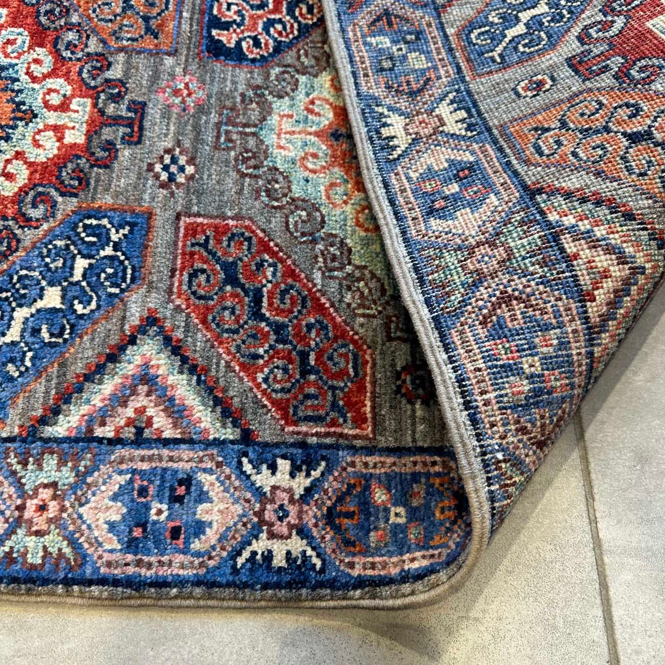 El Dokuma Gri Kaşkai İran Yün Yolluk Halı (60x180 cm) - Görsel 5