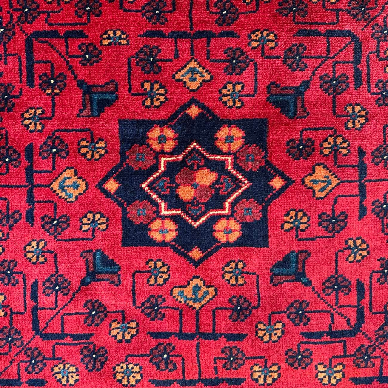 El Dokuma Yıldız Desenli Afgan Yün Yolluk Halı (85x300 cm) - Görsel 2