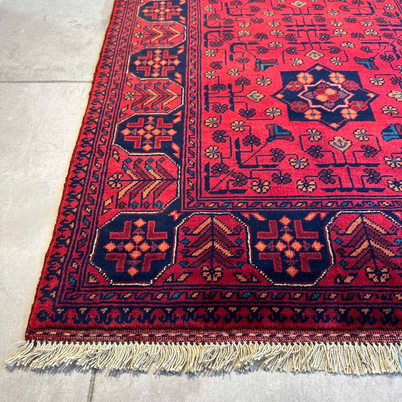 El Dokuma Yıldız Desenli Afgan Yün Yolluk Halı (85x300 cm) - Görsel 8