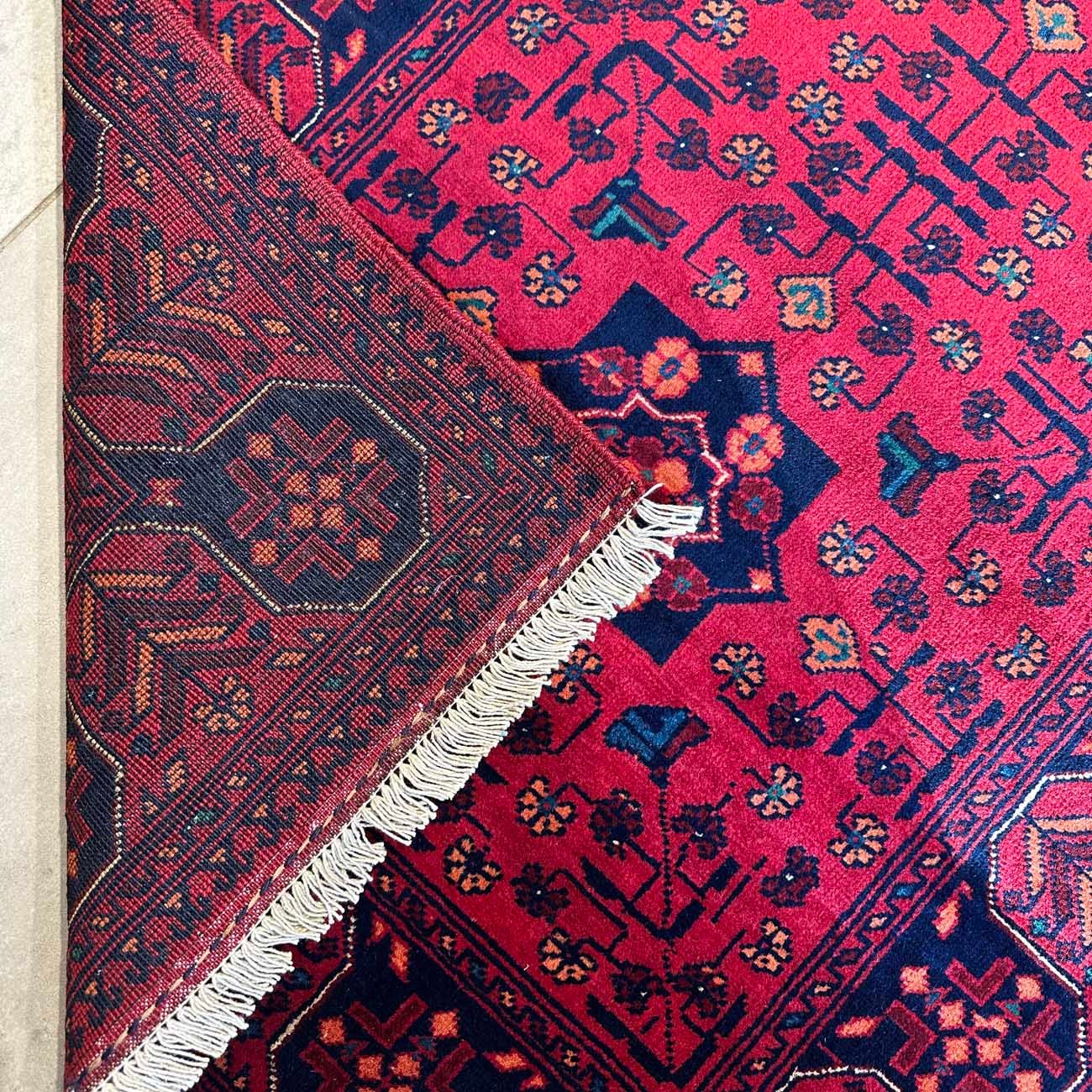 El Dokuma Yıldız Desenli Afgan Yün Yolluk Halı (85x300 cm) - Görsel 5