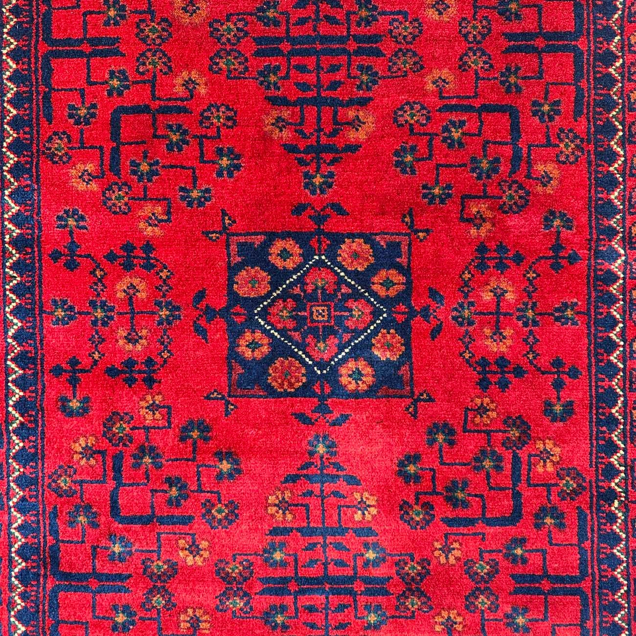 El Dokuma Yıldız Desenli Afgan Yün Yolluk Halı (85x290 cm) - Görsel 2