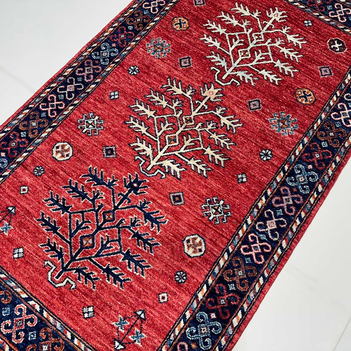El Dokuma Kırmızı Afgan Kabile Yün Halı (90x155 cm) - Görsel 4