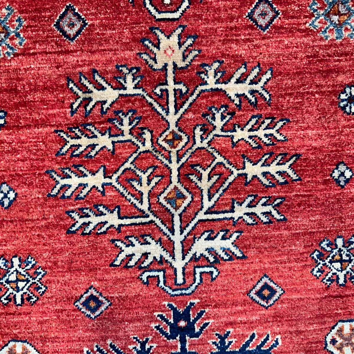 El Dokuma Kırmızı Afgan Kabile Yün Halı (90x155 cm) - Görsel 2
