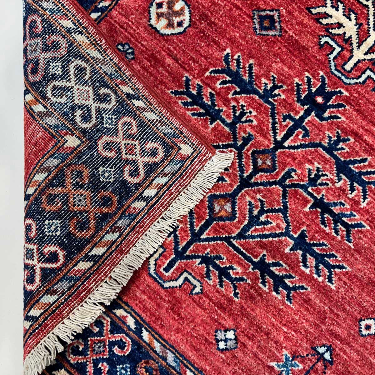 El Dokuma Kırmızı Afgan Kabile Yün Halı (90x155 cm) - Görsel 6