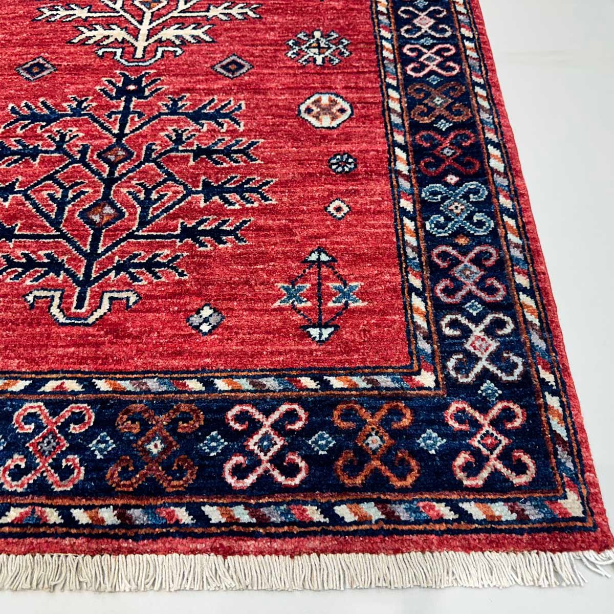 El Dokuma Kırmızı Afgan Kabile Yün Halı (90x155 cm) - Görsel 3