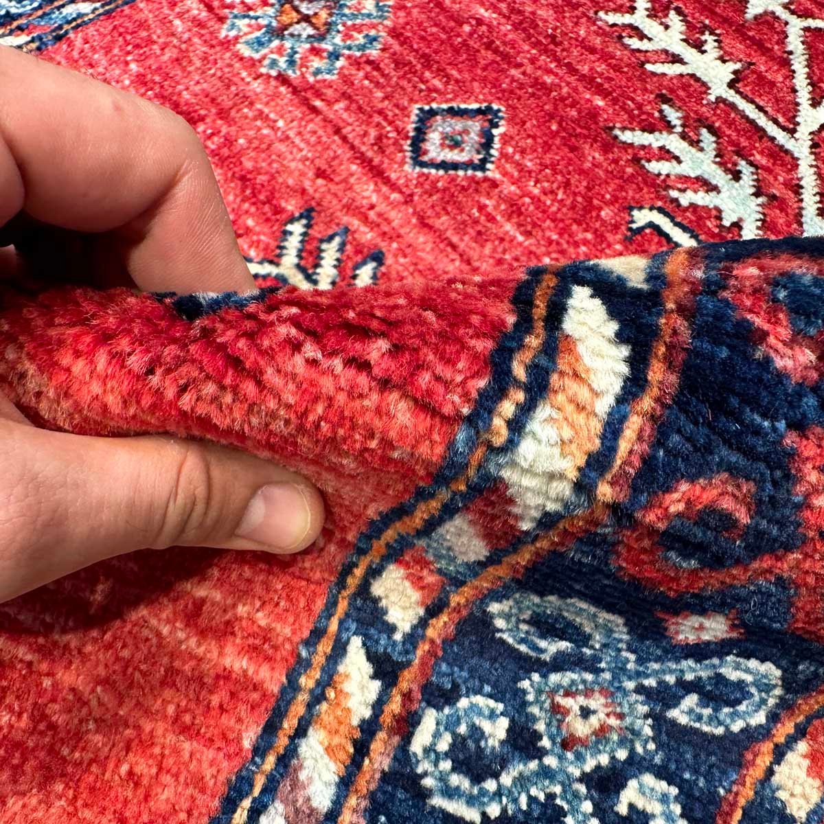 El Dokuma Kırmızı Afgan Kabile Yün Halı (90x155 cm) - Görsel 5