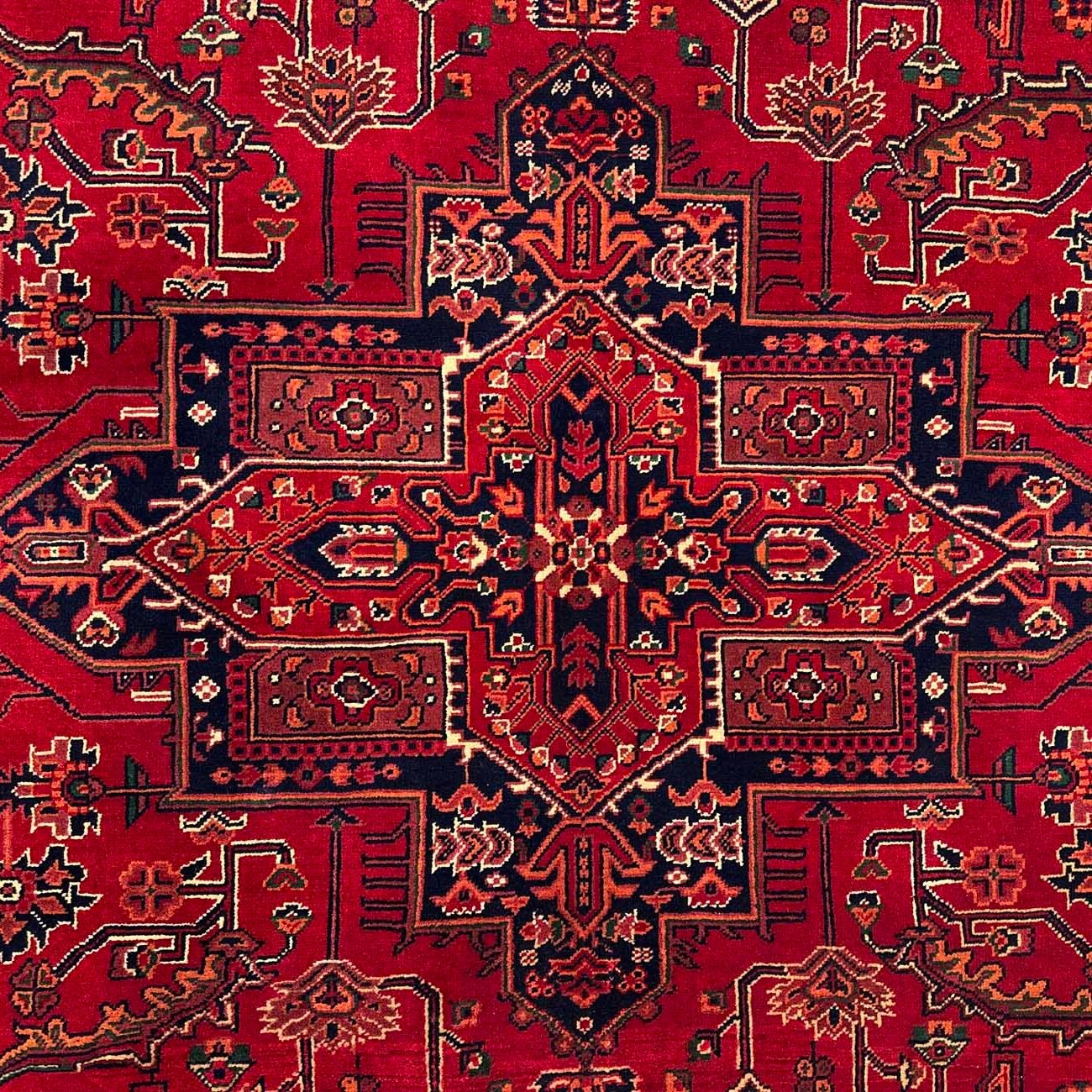 El Dokuma Afgan Heris Madalyon Kare Yün Halı (180x185 cm) - Görsel 2
