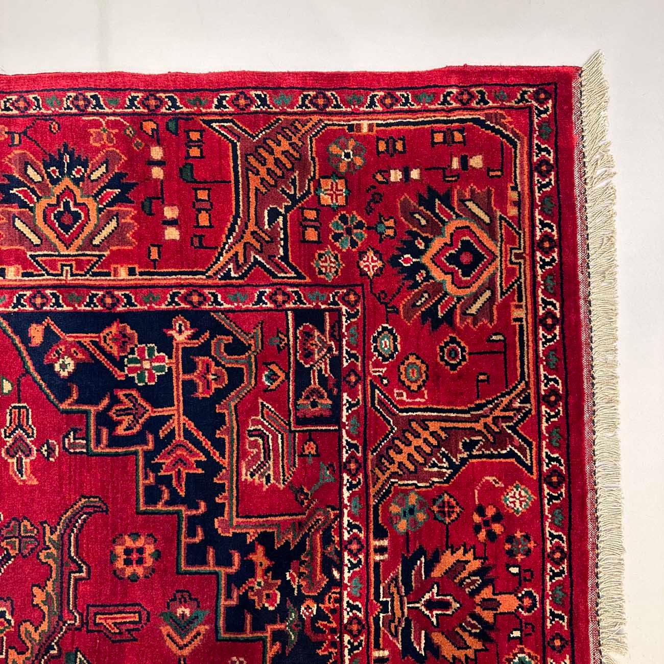 El Dokuma Afgan Heris Madalyon Kare Yün Halı (180x185 cm) - Görsel 3