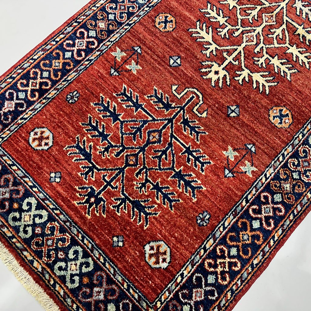 El Dokuma Kırmızı Afgan Kabile Yün Yolluk Halı (80x350 cm) - Görsel 8
