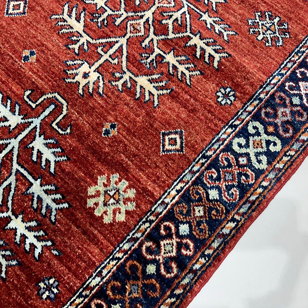 El Dokuma Kırmızı Afgan Kabile Yün Yolluk Halı (80x350 cm) - Görsel 3