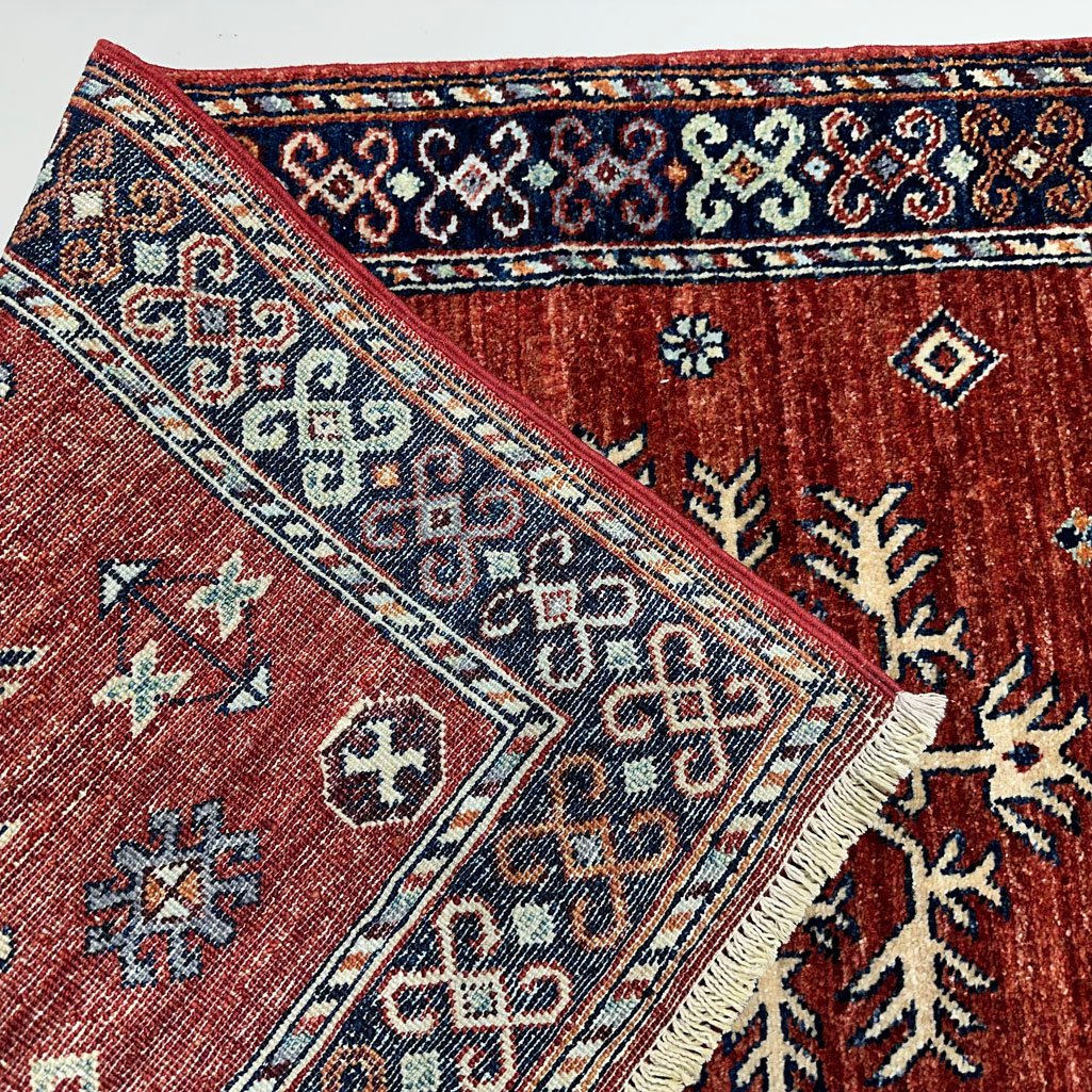 El Dokuma Kırmızı Afgan Kabile Yün Yolluk Halı (80x350 cm) - Görsel 5