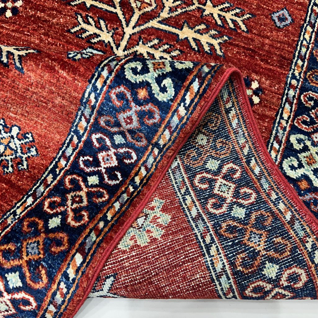 El Dokuma Kırmızı Afgan Kabile Yün Yolluk Halı (80x350 cm) - Görsel 10