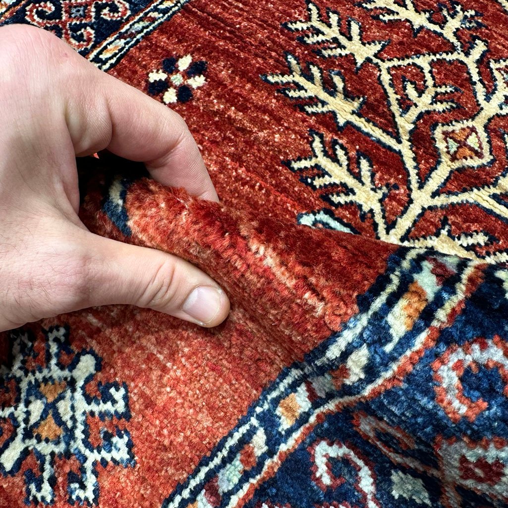 El Dokuma Kırmızı Afgan Kabile Yün Yolluk Halı (80x350 cm) - Görsel 4
