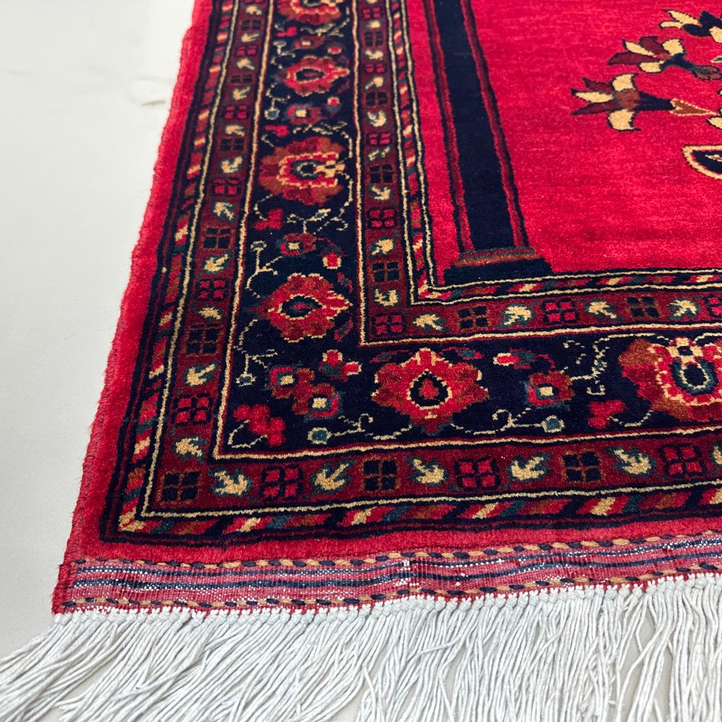 El Dokuma Kırmızı Afgan Bilicik Seccade Yün Halı (85x120 cm) - Görsel 7