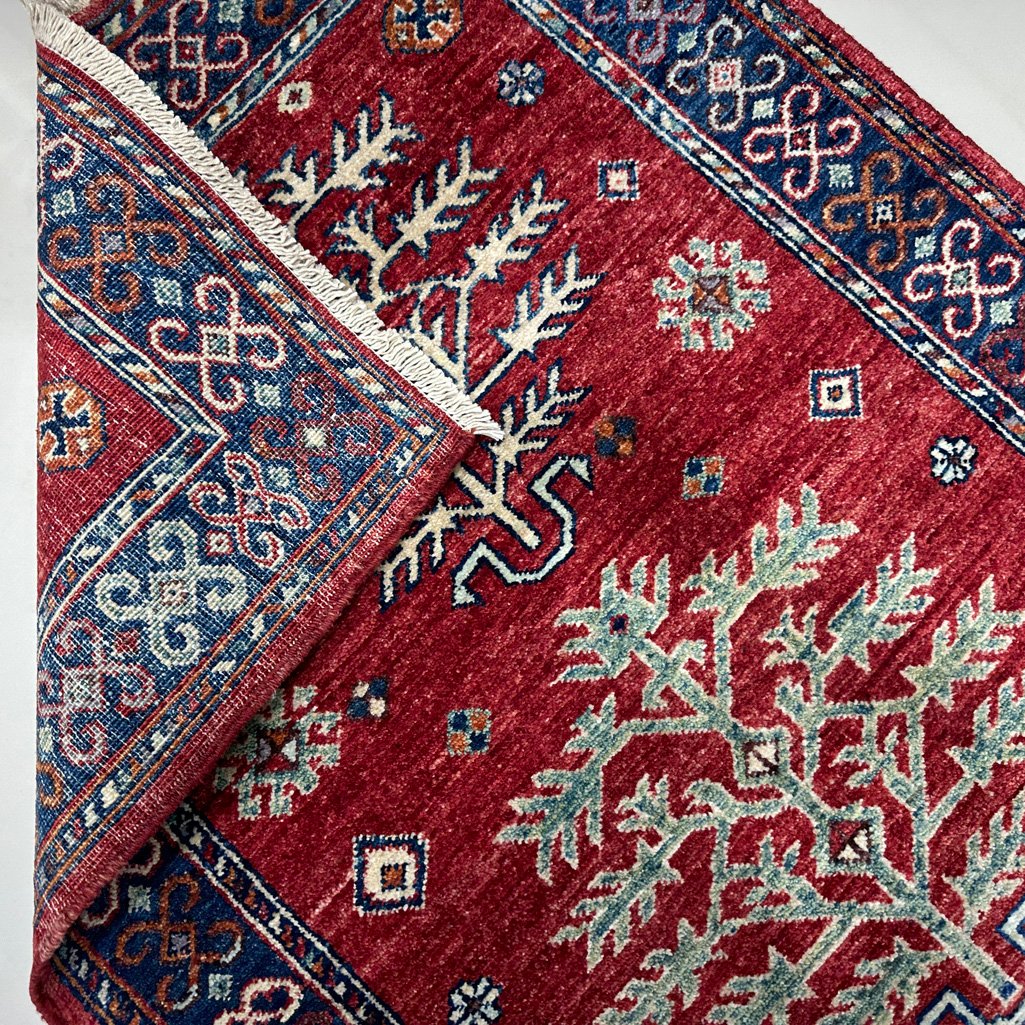 El Dokuma Kırmızı Afgan Kabile Yün Yolluk Halı (85x300 cm) - Görsel 6