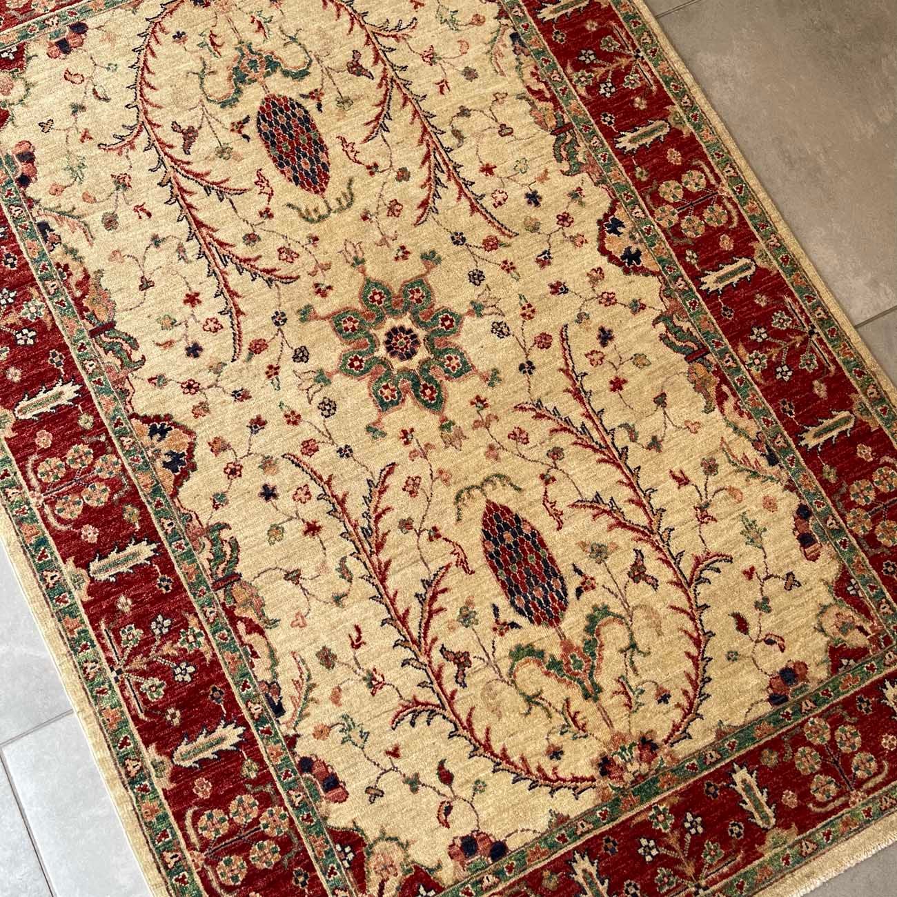 El Dokuma Bej İran Yün Halı (125x185 cm) - Görsel 7
