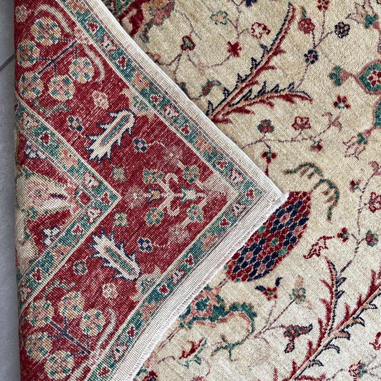 El Dokuma Bej İran Yün Halı (125x185 cm) - Görsel 5