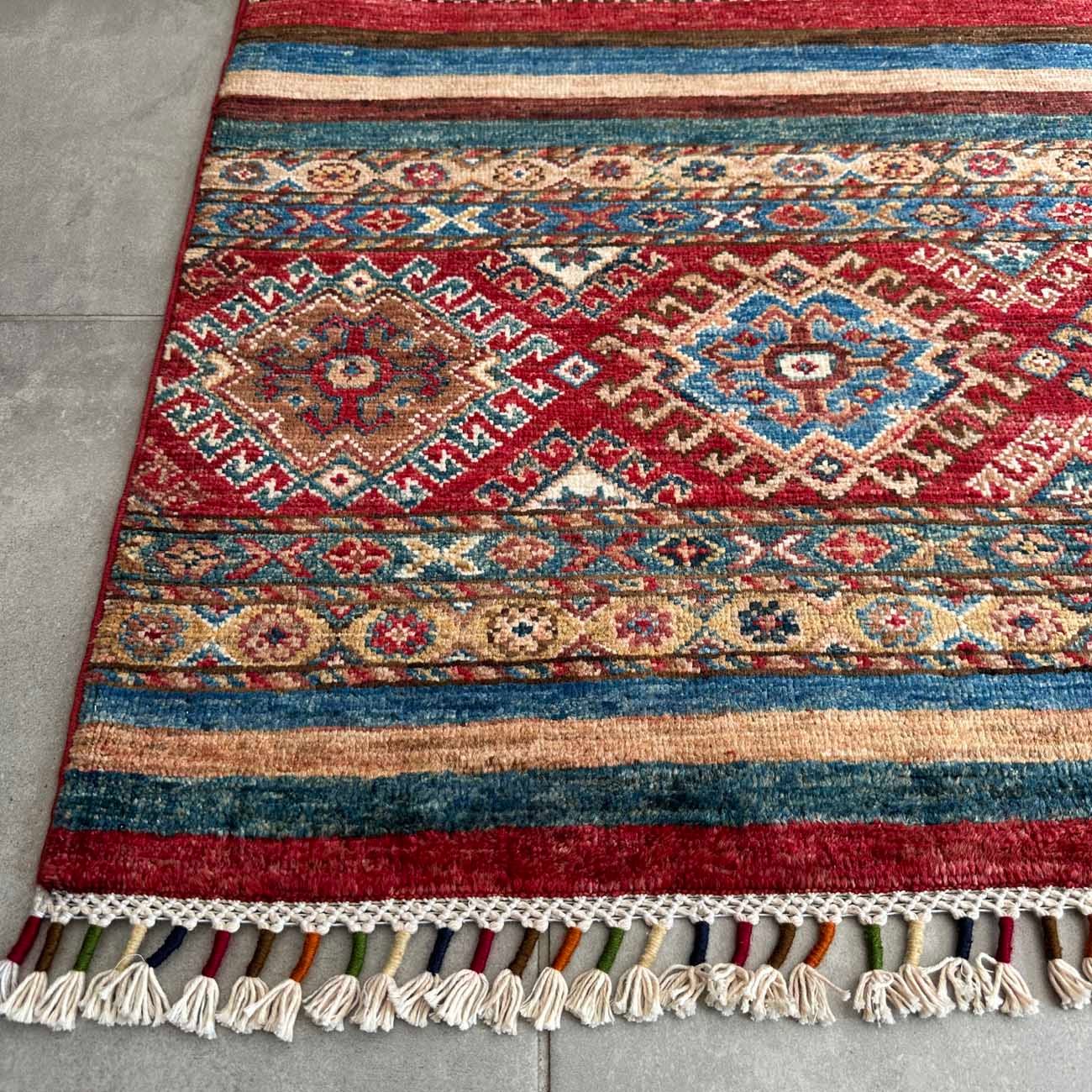 El Dokuma Çizgili Horcin Kabile Yün Halı (125x180 cm) - Görsel 8