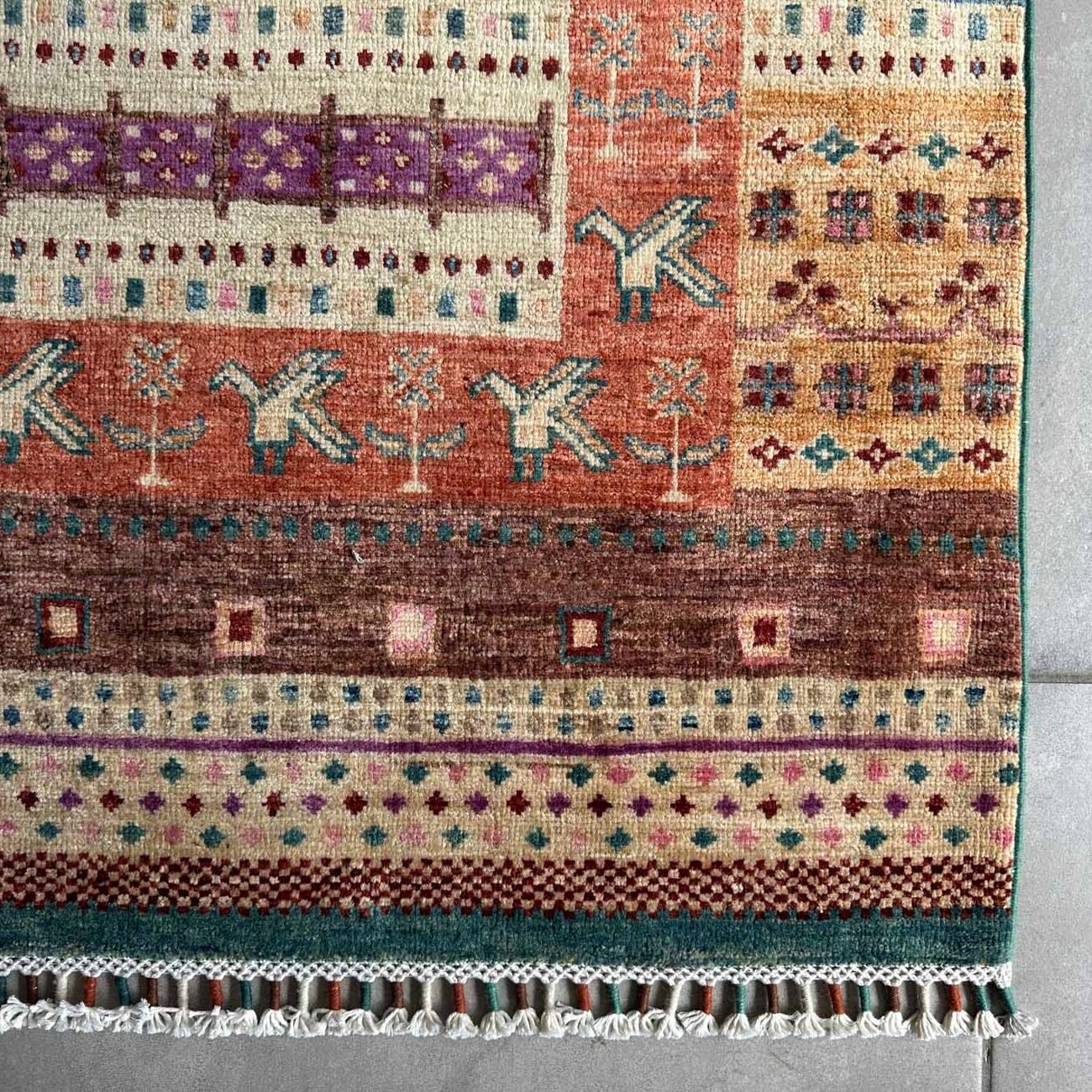 El Dokuma Bohem Kabile Yün Halı (120x175 cm) - Görsel 3