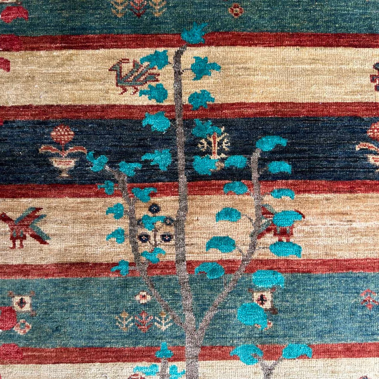 El Dokuma Ağaçlı Kabile Yün Halı (170x225 cm) - Görsel 3